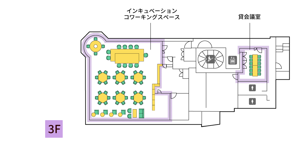 図：Resona Kawagoe Base + 3F フロアマップ